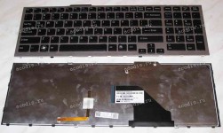 Keyboard Sony VPC-F11, VPC-F12 (p/n:148781311) (Black-Silver/Matte/LED/US) чёрн в србр. рам мат с подсвет