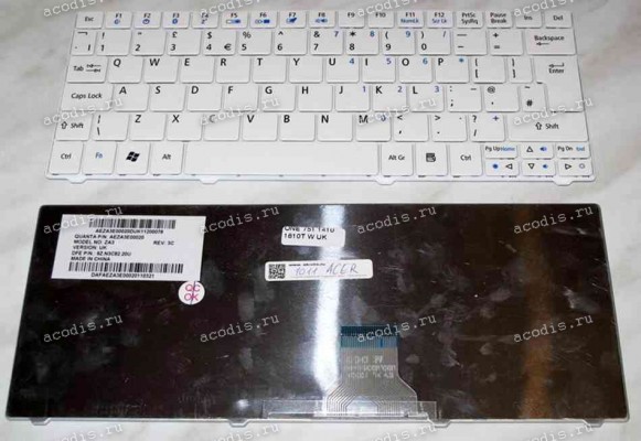 Keyboard Acer Aspire One 521,721,751,751H,TimeLine 1410,1810,TimelineX 1830,Ferrari 200 (White/Matte/UK) Keyboard Acer Aspire One 521,721,751,751H,TimeLine 1410,1810,TimelineX 1830,Ferrari 200 (White/Matte/UK)