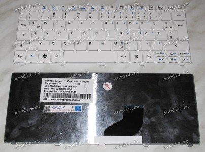 Keyboard Acer Aspire One 522, 532, 532H, Gateway LT21 (White/Matte/GR) белая матовая Keyboard Acer Aspire One 522, 532, 532H, Gateway LT21 (White/Matte/GR) белая матовая