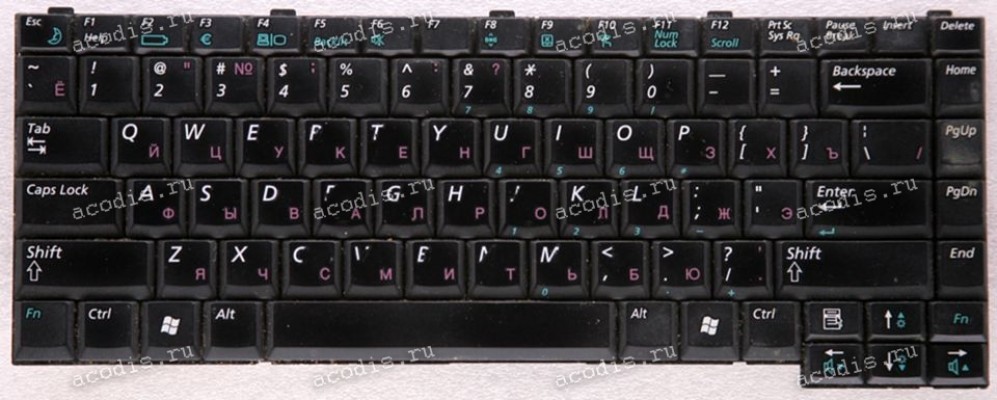Keyboard Samsung NP-R50, NP-R55, NP-R55i б/у (p/n: BA59-01587C) (Black/Matte/RUO) чёрная матовая русифицированная