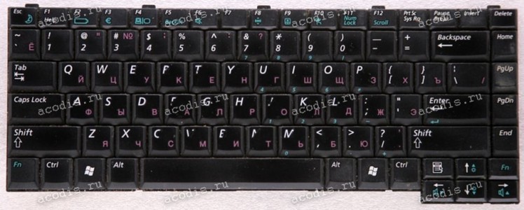 Keyboard Samsung NP-R50, NP-R55, NP-R55i б/у (p/n: BA59-01587C) (Black/Matte/RUO) чёрная матовая русифицированная