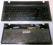 Keyboard Samsung NP350V5C-S1E, NP355V5C-S0CRU + topcase (p/n: BA75-04093C) (Black/Matte/RUO) черная матовая с большой рамкой чёрный металлик с отверстиями под динамики