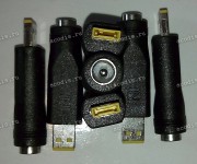 Переходник DC Plug Lenovo Yoga прямоугольный маленький 3 pin из Asus, Fujitsu, Lenovo/IBM, RoverBook, Toshiba std 5,5 / 2,5 мм 2 pin