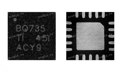 Микросхема Texas Instruments BQ24735, BQ24735RGRR, BQ24735RGRT, BQ735, HPA02196RGRR QFN-20 (Asus p/n: 06036-00130000) Контроллер заряда от 1 до 4 Li+ батарей 1-4 Cell Li+ Battery SMBus Charge Controller for Supporting Turbo Boost Mode with N-Channel Power