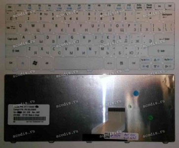 Keyboard Acer Aspire One 522, 532, 532H, Gateway LT21 (White/Matte/RUO) белая матовая русифицированная Keyboard Acer Aspire One 522, 532, 532H, Gateway LT21 (White/Matte/RUO) белая матовая русифицированная