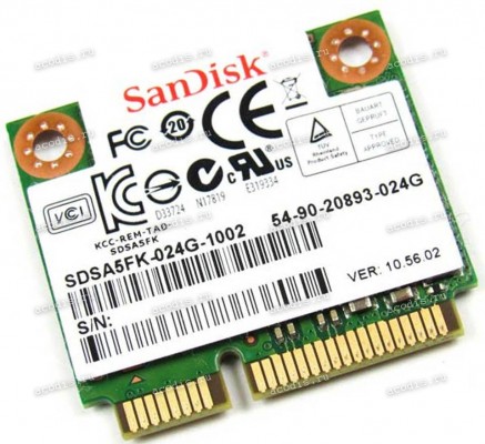 miniPCI-E SSD mSATA SanDisk SDSA5FK-024G-1002 24Gb half size (03B03-00080100, 54-90-20893-024G) SSD 24GB U100 MSATA HC/105602