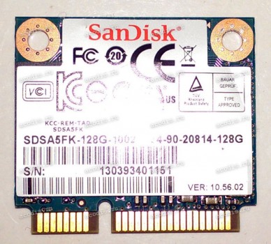 miniPCI-E SSD mSATA SanDisk SDSA5FK-128G-1002Q 128Gb half size (03B03-00031300, 54-90-20814-128G)