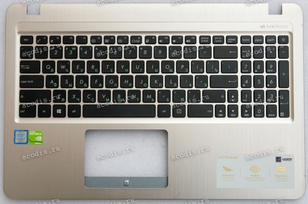 Keyboard Asus R540Y, X540, R540S, R540SA, X540S, X540SA золотистый (13NB0B01AP0301, 13NBOB01P07016, 39XKATCJN00) + Topcase