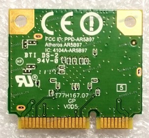 WLAN Half Mini PCI-E U.FL Atheros AR5B97 802.11b/g/n BT4.0 Acer Aspire 4830, 5742, 7750, Packard Bell TS11, TK85, Emachines D728 (p/n: WN6603AH) Antenna connector U.FL