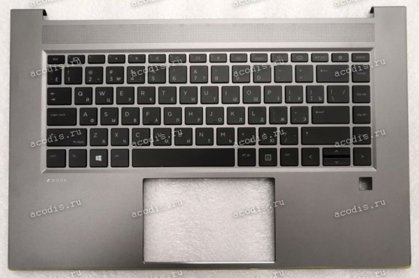 Keyboard HP Zbook Studio G7, G8 (M14605-251, 7H2090, M15918-251, AM2VB000620, PK132VB1B05, SG-A2210-XAA) русифицированная чёрная матовая в тёмно-серебристом топкейсе с подсветкой