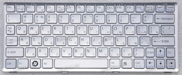 Keyboard Sony VPC-W серебристая в серебристой рамке матовая русифицированная (148748161, AESY2700010, 0044905, N860-7882)