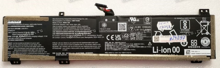 АКБ Lenovo Legion 5 15ACH6, 15ACH6A, 15ACH6H, 15ITH6, 15ITH6H, 5 Pro 16ACH6, 16ACH6A, 16ACH6H, 16ITH6, 16ITH6, 7 16ACHG6 (L20C4PC1, 5B11B48829, 8SSB11B48821, L20C4PC2, L20M4PC1, 5B11B48825, L20D4PC1, 5B11B48824, SB11B48822) 15,36V 5100(5210)mAh 78(80)Wh