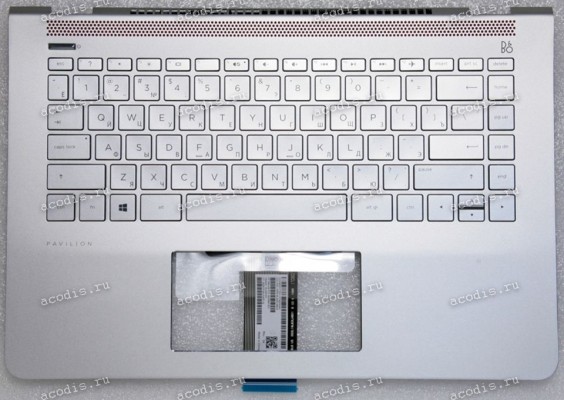 Keyboard HP Pavilion 14-BK, и, возможно 14-BP серебристая в серебристом топкейсе русифицированная (930257-251, 920824-B31, HPM16L93SU6920, CNYAEG717001107420KMN, HPM16L8, 938610-251, 3FG71TSTP00) +Topcase original HP Top Cover Esr W Kb Isk Std Tp