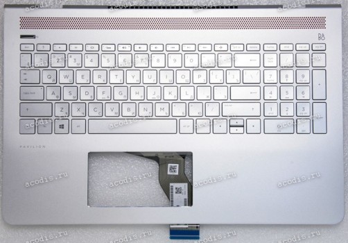 Keyboard HP Pavilion 15-CC, 15-CD серебристая в серебристом топкейсе с подсветкой русифицированная (928507-251, TFQ37G74TPB03AKD013, SP5CD80343WH, 46G74TATP90TEEP, 920019-251, CNYAEG747010108010KNK, HPM16M73SUJ920) +Topcase original HP Top Cover Esr W Kb
