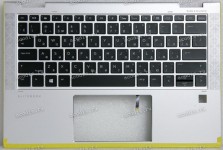 Keyboard HP EliteBook x360 1030 G4 (L70777-251, PMXAEY0P701010025--19, 2B-BB916Q110, )+Topcase чёрная матовая в серебристом топкейсе русифицированная с подсветкой HPI SPS-TOPCOVER W/KYBD BL PVCY RUSS