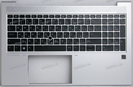 Keyboard HP EliteBook 750 G7, 755 G7, 850 G7, 855 G7 (M21677-251, HB2181, CT2180, 6070B1707421, L89916-251, HPM19F93SUJ930, 6037B0163522)+Topcase чёрная матовая в серебристом топкейсе русифицированная с подсветкой