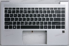 Keyboard HP ProBook 440 G8, 445 G8 (M23769-251)+Topcase чёрная матовая в серебристом топкейсе русифицированная С подсветкой