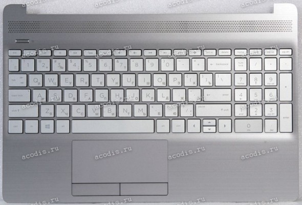 Keyboard HP 250 G8, 255 G8 (M31099-251, 7H21C0, 71NHH732021, M34617-251, AM2H8000100-KFC1, AP2H8000E60, 2H-ABKRUC23211, PK132H74A05, SB550A-73H3, 2H2019-01330I) русифицированная серебристая матовая в серебристом топкейсе HPI SPS-TOP COVER DAS W/KBD JTB RU
