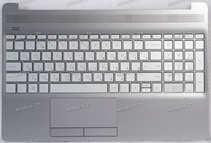 Keyboard HP 250 G8, 255 G8 (M31099-251, 7H21C0, 71NHH732021, M34617-251, AM2H8000100-KFC1, AP2H8000E60, 2H-ABKRUC23211, PK132H74A05, SB550A-73H3, 2H2019-01330I) русифицированная серебристая матовая в серебристом топкейсе HPI SPS-TOP COVER DAS W/KBD JTB RU