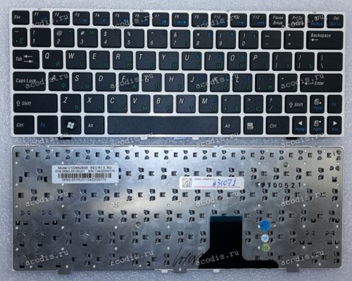 Keyboard Asus eeePC 1000, 1000H, 1000HE, 1000HA, 1000HD (Black-White/Matte/RUO) чёрная матовая с белой рамкой