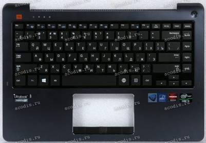 Keyboard Sаmsung NР530U4Е, NР540U4E чёрная на тёмно-синем, русифицированная (BА75-04645C, ВА59-03675C, CNВА5903675C)+Topcase