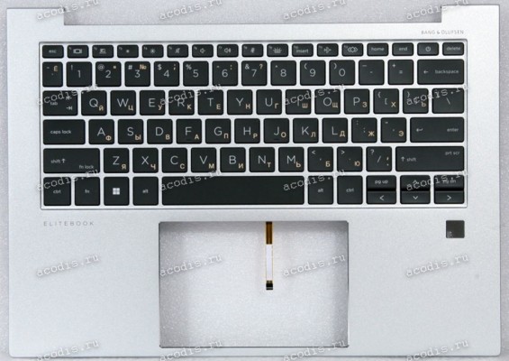 Keyboard HP EliteBook 840 G9, G10, 845 G9, G10 (М93405-251, N09058-251, N55235-001, N45442-251, N55235-251, N09058-001, N09059-B31, N09059-001, N45443-B31, 6070B2190301, 230514 D19, PCABSFR576e, 6051B1498101) чёрная матовая в серебристой рамке русифициров