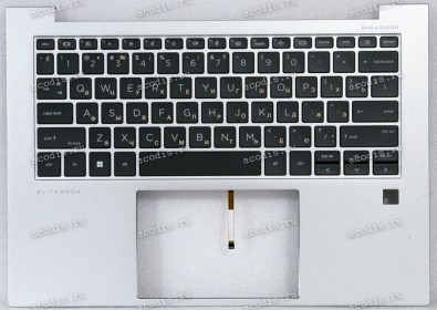 Keyboard HP EliteBook 840 G9, G10, 845 G9, G10 (М93405-251, N09058-251, N55235-001, N45442-251, N55235-251, N09058-001, N09059-B31, N09059-001, N45443-B31, 6070B2190301, 230514 D19, PCABSFR576e, 6051B1498101) чёрная матовая в серебристой рамке русифициров