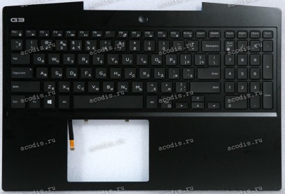Keyboard Dell G3 15-3590, G315-1574, G315-6527, G3 3590-15 чёрная в чёрном топкейсе с подсветкой (CN-0P0NG7-YUS00-14T-3286-A00, WSSE5-BWU01-001C0, 460.0H703.0022, CN-0N4JVD-WSC00-22N-001O-A00, 38659916, 46M.0H7CS.0033, CN-0W2VM0-18566-15O-039T-A00, CN-0GG