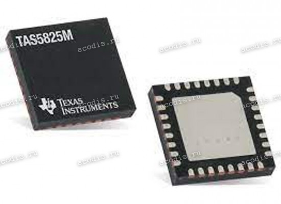 Микросхема Texas Instruments TAS5825M, TAS5825MB0, 5825MB0, 5825MBO, TAS5825MRHBR, TAS5825MRHBT, PTAS5825MRHBR QFN-32, VQFN (32) RHB 4.5 V to 26.4 V, 38-W Stereo, Inductor-Less, Digital Input, Closed-Loop Class-D Audio Amplifier with 192-kHz Extended Audi