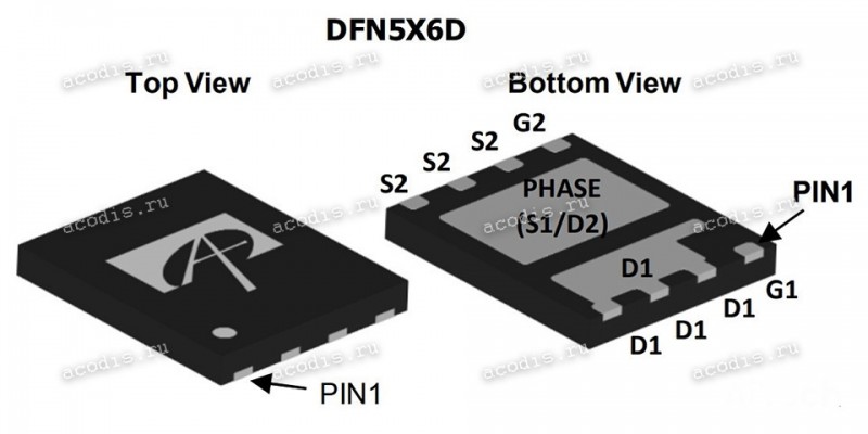 Микросхема Alpha&Omega AON6962 DFN5x6A, DFN 5x6D Dual Asymmetric N-Channel MOSFET 30V 30A
