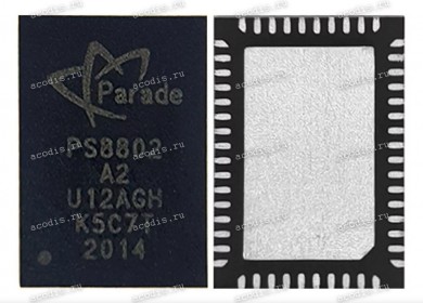 Микросхема Parade PS8802 A2,  PS8802 A3, PS8802QFN52GTR-A3, PS8802QFN52GTR-A2 QFN52, QFN-52 USB-C 10Gbps Host Switch with USB 3.1 Gen 2 Retimer DP Alt Mode HBR3 Redriver
