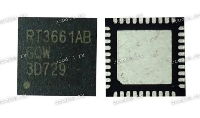 Микросхема RichTek RT3661AB, RT3661ABGQW, RT3661AB-GQW WQFN-40L 5x5 (Asus p/n: 06095-01550000) Dual-Output PWM Controller with 2 Integrated Drivers for AMD SVI2 Mobile CPU Power Supply Микросхема RichTek RT3661AB, RT3661ABGQW, RT3661AB-GQW WQFN-40L 5x5 (Asus p/n: 06095-01550000) Dual-Output PWM Controller with 2 Integrated Drivers for AMD SVI2 Mobile CPU Power Supply