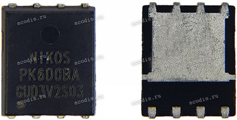 Транзистор NIKOS, NIKO-SEM, Unikc PK6D0BA, PK6DOBA, PK600BA, PK60OBA, PK6O0BA, PK6OOBA PDFN 5x6P, QFN-8 N-MOSFET 30V 40A 9,5mOhm PDFN 5*6 HUABEI HQ11230391000 (Asus p/n: 07005-02532200)