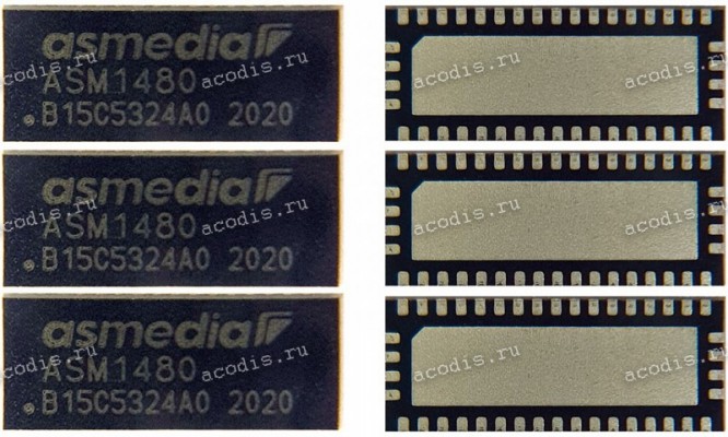 Микросхема ASMedia ASM1480, ASM1480-BGR QFN-42 8 channel, 2:1 Mux/DeMux Switch with single enable 16 to 8 channel multiplexer / demultiplexer Switch with Hi-Z outputs Микросхема ASMedia ASM1480, ASM1480-BGR QFN-42 8 channel, 2:1 Mux/DeMux Switch with single enable 16 to 8 channel multiplexer / demultiplexer Switch with Hi-Z outputs