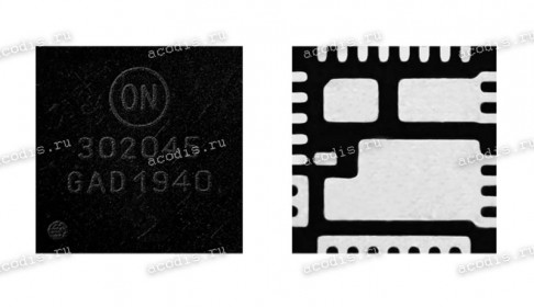 Микросхема ON Semiconductor NCP302045, NCP302045MNTWG, P302045 PQFN31(5*5)0.5P 483BR IC driver, MOSFET half-bridge, high-side, low-side, gate driver