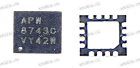 Микросхема Anpec APW8743C, 8743C, APW8743CQBI-TRG QFN-16, TQFN3x3 16B - HV Dual Channels POL for Intel TGL VNN & V1P05A