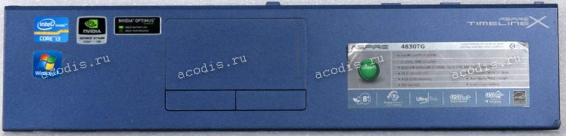 Панель тачпада Acer Aspire 4830TG синяя (AP0IO000310)