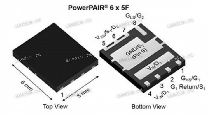 Микросхема Vishay Siliconix SIZF906DT-T1-GE3 QFN-10 Pegatron 0704-038C000 DUAL N-MOSFET 30V 60A (ZF906 AU T98K, Asus p/n: 07005-01311700) NEW original