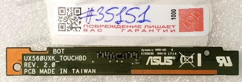 Touchscreen Controller board Asus X580VD (90NB0FL0-R10020, 60NB0FL0-TC1000) UX560UXK REV. 2.0