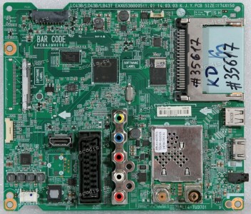 Mainboard LG 42LB620V, 42LB628V, 42LB629V, 49LB62V, 49LB629V (EBU62356105, LC43B/LD43B/LB43T EAX65388005(1.0), L14-TU3701, EBL61400501 TDJM-G101D, 472L013F-0002) Chips LG XD ENGINE LGE2131, SKhynix H27U1G8F…., SKhynix H5TQ1G63EFR-PBC Mainboard LG 42LB620V, 42LB628V, 42LB629V, 49LB62V, 49LB629V (EBU62356105, LC43B/LD43B/LB43T EAX65388005(1.0), L14-TU3701, EBL61400501 TDJM-G101D, 472L013F-0002) Chips LG XD ENGINE LGE2131, SKhynix H27U1G8F…., SKhynix H5TQ1G63EFR-PBC