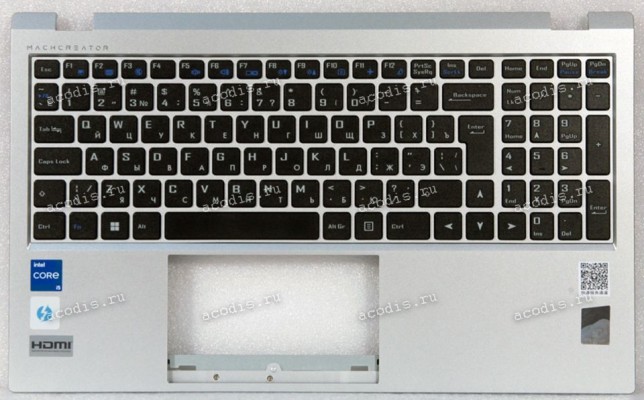 Keyboard Machenike MachCreator-E Intel Gen 11 MC-Ei511300HF60HSMS0R2, MC-Ei711370HF60HSMS0R2 + topcase чёрная в серебристом топкейсе (6-39-NS513-011-M, 6-78-NS51MU02-011-HL1 8-BJBBKJE, 6-39-NS512-011, 6-39-NS502-01C-1, 6-39-NS502-03 1, 6-39-NS502-05 1, WG