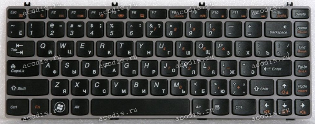 Keyboard Lenovo Y470 чёрная русифицированная (MP-10G33SU-686, 25012045, Y470-RU)