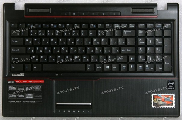 Keyboard MSI CX61, MS-16G5, MS-16GH, MSI E6205D чёрая матовая, русифицированная  (BE2P-6G4C722-TF1)+Topcase