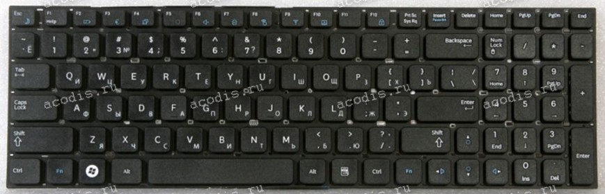 Keyboard Samsung NP-RF510, NP-RF511 чёрная матовая русифицированная (BA59-02795A, V190509C)