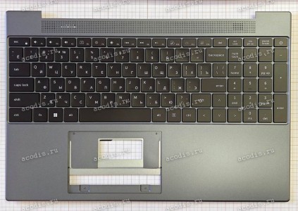 Keyboard Digma Pro Breve S DN15P5-ADXW04, DN15P3-8DXW02 + topcase (F0006-089 MB3501089 без тачпада, SP41960) (Black/Gray/Matte/RUO/LED) черная матовая русифицированная с серым топкейсом, с подсветкой