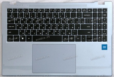 Keyboard Digma EVE P5852 DN15N2-ADXW01 + topcase c Тачпадом (NP15KR-G, SP43849) (Black/Silver/Matte/RUO) черная матовая русифицированная с серебристым топкейсом