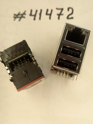Combo connector Asus MODULAR JACK USB/LAN,W/LED,TRA (p/n12G14283322T) FOXCONN JFM38U1M-F1GC-4F