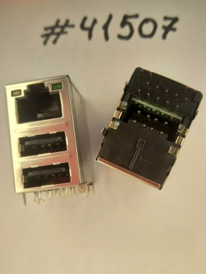 Combo connector Asus JACK USB/LAN,W/LED,10/100,TRA (p/n12G14233322Y) FOXCONN JFM24U11-21C3-4F