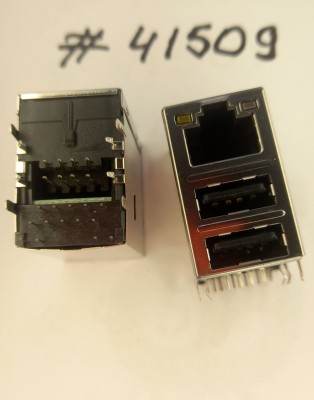 Combo connector Asus JACK USB/LAN,W/LED,GIGA,W/TRA (p/n12G14201322A) FOXCONN JFM38U1M-21GB-4F Combo connector Asus JACK USB/LAN,W/LED,GIGA,W/TRA (p/n12G14201322A) FOXCONN JFM38U1M-21GB-4F