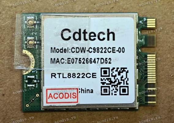 WLAN Half Mini Cdtech CDW-C9822CE-00 RTL8822CE Wi-Fi 802.11 ac b/g/N + Bluetooth 5.0 для F+ Fplus FlapTop I FLTP-5i3-8256-w, FLTP-5i3-8512-w, FLTP-5i3-16512-w, FLTP-5i5-8256-w, FLTP-5i5-8512-w, FLTP-5i5-16512-w, FLTP-5i5-161024-w